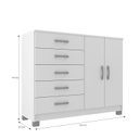 Ver imagem 4 de Cômoda 2 Portas 5 Gavetas Black com Pés Branco