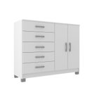 Ver imagem 3 de Cômoda 2 Portas 5 Gavetas Black com Pés Branco