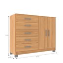 Ver imagem 4 de Cômoda 2 Portas 5 Gavetas Cinnamomo com Pés