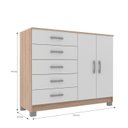 Ver imagem 4 de Cômoda para Quarto 5 Gavetas e 2 Portas Premium Branco/Demolição