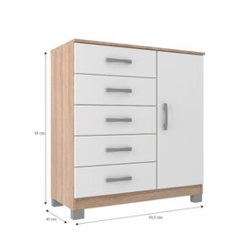 Cômoda Sapateira com Pés 1 Porta 5 Gavetas Zurique - 4