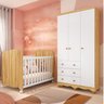 Quarto de Bebê com Guarda Roupas 3 Portas e Berço com Rodízio Mimo 100% Mdf - 1