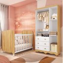 Ver imagem 2 de Quarto de Bebê Guarda-Roupa 3 Portas e Berço Mimo 100% MDF Espresso Móveis Branco Brilho/Amêndoa