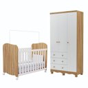 Ver imagem 4 de Quarto de Bebê Guarda-Roupa 3 Portas e Berço Mimo 100% MDF Espresso Móveis Branco Brilho/Amêndoa