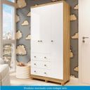 Ver imagem 7 de Quarto de Bebê com Guarda Roupas 3 Portas e Berço com Rodízio Mimo 100% MDF Branco/Brilho/Amêndoa