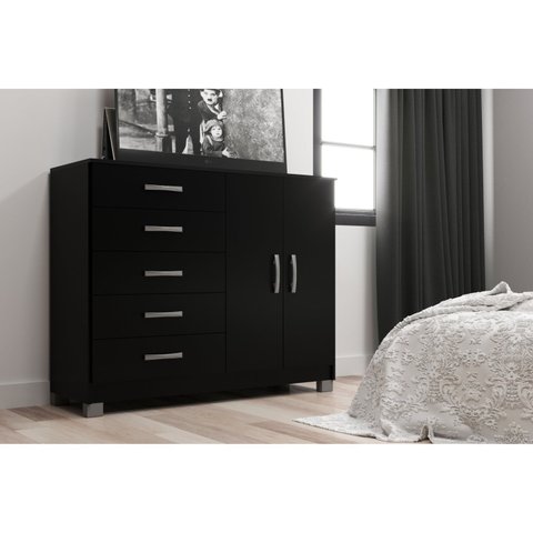 Cômoda com Pés 2 Portas 5 Gavetas 123cm