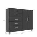 Ver imagem 4 de Cômoda com Pés 2 Portas 5 Gavetas 123cm Preto