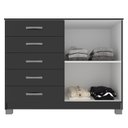 Ver imagem 5 de Cômoda com Pés 2 Portas 5 Gavetas 123cm Preto