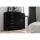 Ver imagem 1 de Cômoda com Pés 2 Portas 5 Gavetas 123cm Preto