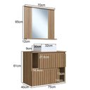Ver imagem 3 de Conjunto para Banheiro Gabinete Suspenso 75cm com Cuba e Espelheira Ripada Luiza Marrom/Mel/Branco