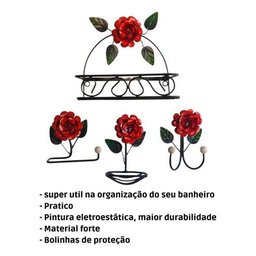 Kit 4 Peças Organizadores para Banheiro:vermelho - 2