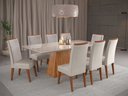 Ver imagem 1 de Mesa de Jantar Retangular Sylk com 8 Cadeiras Madeira Maciça Vegas Yescasa Bege/Mel/V.Marfim/Off White