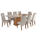 Ver imagem 2 de Mesa de Jantar Retangular Sylk com 8 Cadeiras Madeira Maciça Vegas Yescasa Bege/Mel/V.Marfim/Off White