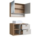 Ver imagem 3 de Conjunto para Banheiro Gabinete Suspenso 80cm 2 Gavetas com Cuba e Espelheira 2 Portas Helena