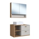 Ver imagem 2 de Conjunto para Banheiro Gabinete Suspenso 80cm 2 Gavetas com Cuba e Espelheira 2 Portas Helena