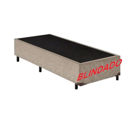 Base Box Solteiro Blindado Suede Bege