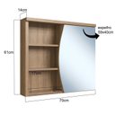 Ver imagem 5 de Conjunto para Banheiro Gabinete Supenso 70cm com Cuba e Espelheira 1 Porta 3 Nichos Laura Marrom/Mel