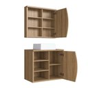 Ver imagem 3 de Conjunto para Banheiro Gabinete Supenso 70cm com Cuba e Espelheira 1 Porta 3 Nichos Laura