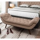 Ver imagem 7 de Kit Cabeceira Cama Box Casal 140cm Madrid com Puff Recamier Santorini Veludo Bege