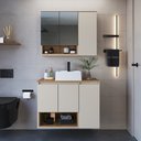 Ver imagem 1 de Conjunto para Gabinete Suspenso 80cm com Cuba e Espelheira 3 Portas e Nicho Cecília