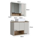 Ver imagem 4 de Conjunto para Gabinete Suspenso 80cm com Cuba e Espelheira 3 Portas e Nicho Cecília Marrom/Mel/Arenas