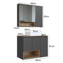 Ver imagem 4 de Conjunto para Banheiro Gabinete Suspenso 80cm com Cuba e Espelheira 3 Portas e Nicho Cecília