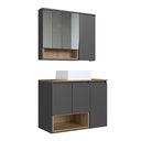 Ver imagem 2 de Conjunto para Banheiro Gabinete Suspenso 80cm com Cuba e Espelheira 3 Portas e Nicho Cecília