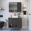 Ver imagem 1 de Conjunto para Banheiro Gabinete Suspenso 80cm com Cuba e Espelheira 3 Portas e Nicho Cecília