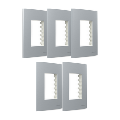 Kit 5 Placa 4x2 3 Postos com Suporte Cinza Sleek Margirius Cor:cinza