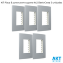 Ver imagem 2 de Kit 5 Placa 4x2 3 Postos com Suporte Cinza Sleek Margirius Cor:cinza