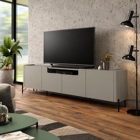 Rack New Bend 260 cm Porta Lisa Incolar Grigio com Pé Preto