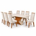 Ver imagem 3 de Mesa de Jantar Retangular Pipa com 8 Cadeiras Madeira Maciça Vegas Yescasa Bege/Mel/Marfim/Off Whit