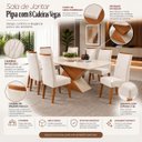 Ver imagem 6 de Mesa de Jantar Retangular Pipa com 8 Cadeiras Madeira Maciça Vegas Yescasa Bege/Mel/Marfim/Off Whit