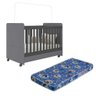 Berço Americano 3 em 1 com Colchão Incluso e Rodízios Bambino Multimóveis Cinza/Preto - 1