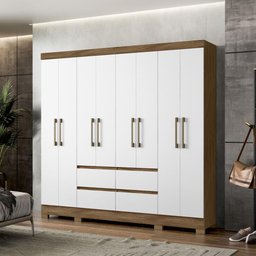 Guarda Roupa Casal Belem 8 Portas 4 Gavetas Naturale Branco - 1