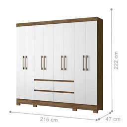 Guarda Roupa Casal Belem 8 Portas 4 Gavetas Naturale Branco - 4
