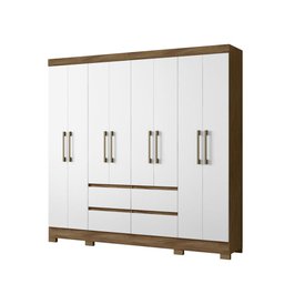 Guarda Roupa Casal Belem 8 Portas 4 Gavetas Naturale Branco - 2