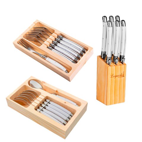 Conjunto de Talheres Luxo 18 Peças Original Laguiole La Tour - Branco