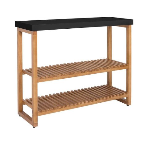 Sapateira Aparador Gold com Prateleiras Ripadas Madeira Preto