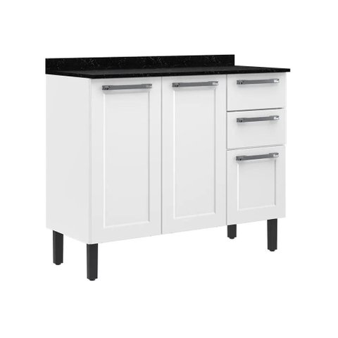 Balcão de Cozinha 3 Portas 2 Gavetas Itatiaia Florença de Aço 105cm Branco