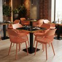 Ver imagem 2 de Conjunto Mesa de Jantar Quadrada Venezia 70x70cm Preta com 4 Cadeiras Estofadas Marcela - Marrom