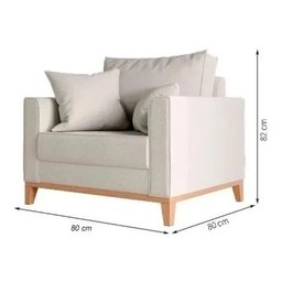Poltrona Beny Pés E Base Em Madeira Linho Cru Rr Decor - 5