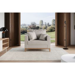 Poltrona Beny Pés E Base Em Madeira Linho Cru Rr Decor - 2