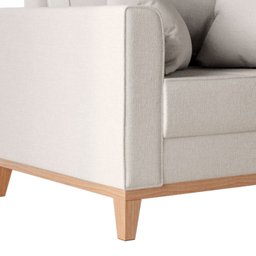 Poltrona Beny Pés E Base Em Madeira Linho Cru Rr Decor - 4
