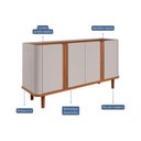 Ver imagem 7 de Buffet Aparador de Sala de Jantar 4 Portas com Pés de Madeira Maciça Eva Marrom/Off White/Cinamomo