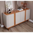 Ver imagem 3 de Buffet Aparador de Sala de Jantar 4 Portas com Pés de Madeira Maciça Eva Marrom/Off White/Cinamomo