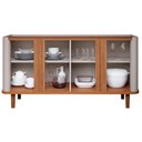 Ver imagem 6 de Buffet Aparador de Sala de Jantar 4 Portas com Pés de Madeira Maciça Eva Marrom/Off White/Cinamomo