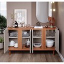 Ver imagem 4 de Buffet Aparador de Sala de Jantar 4 Portas com Pés de Madeira Maciça Eva Marrom/Off White/Cinamomo
