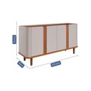 Ver mais imagens de Buffet Aparador de Sala de Jantar 4 Portas com Pés de Madeira Maciça Eva Marrom/Off White/Cinamomo