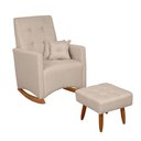 Ver imagem 1 de Poltrona de Amamentação Balanço Ana com Puff Linho:bege